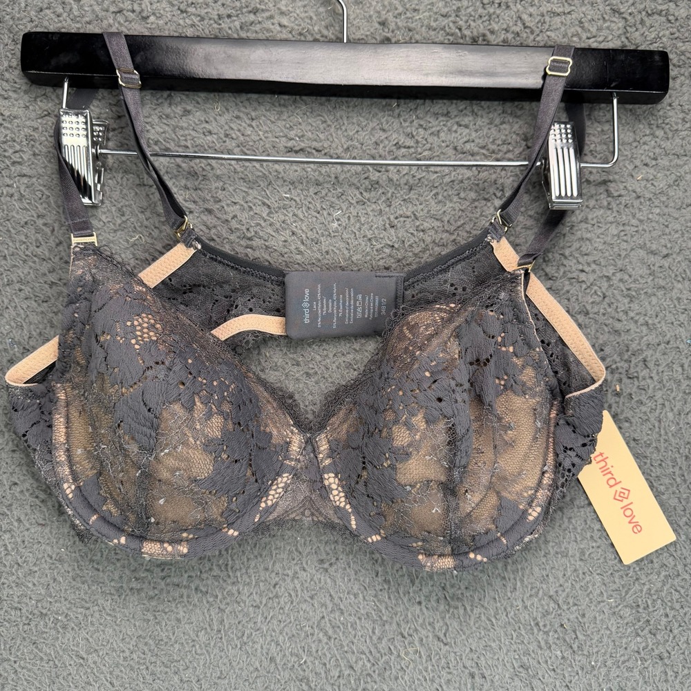 ThirdLove 24/7 Lace Balconette Bra Blackened Pearl 34B1/2 NWT